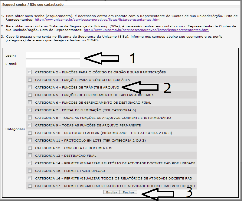 Tela abertura de processo